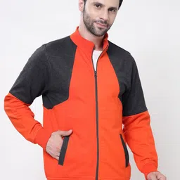 Kalt Men Colourblocked Front-Open Ribbed Sweatshirt-image-101