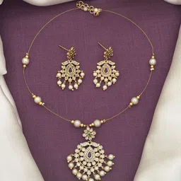 ROFARWORD Gold-Plated Stones Studded & Beaded Jewellery Set-image-47