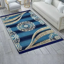 THE FRESH LIVERY Blue Ethnic Motifs Cotton Carpet-image-52