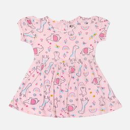 Bodycare Girl Print Puff Sleeve Fit & Flare Cotton Dress-image-21