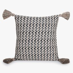 Mezposh Off-White & Black Set of 2 Self Design Square Cushion Covers image 4