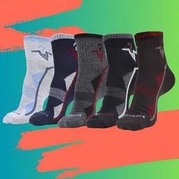 MJE Men Pack Of 5 Patterned Ankle Length Socks-image-27