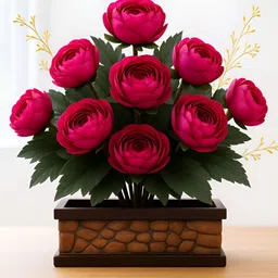 ARTSY Purple & Green Peony Artificial Flower With Pot-24