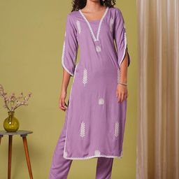 Anni Designer Floral Embroidered V-Neck Kurta With Trousers-image-57