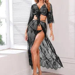 styledose Women Self Design V-Neck Net Baby Doll-picture-44
