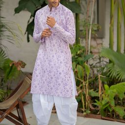 Shasak Floral Printed Mandarin Collar Cotton Straight Kurta-image-68