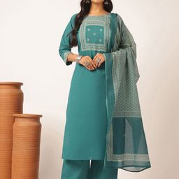 KALINI Women Printed Regular Pure Cotton Kurta with Palazzos & Dupatta-picture-12