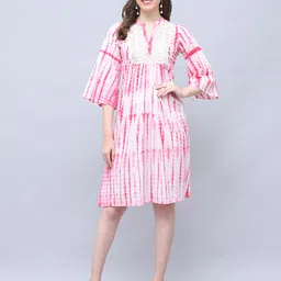 Roly Poly Women Tie-Dye Printed Pure Cotton A-Line Dress-image-36