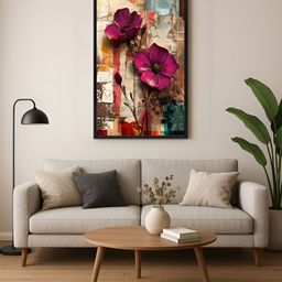 999Store Black & Pink 1 Piece Canvas Floral and Botanical Wall Paintings-image-50