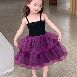 TrendyKid Colourblocked Net Fit & Flare Dress-picture-2