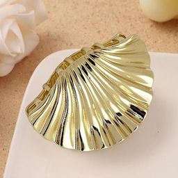 Radhya Accessories Women Pack of 2 Shell Golden Metal Hair Claws-2