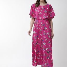 Moda Rapido Floral Print Cape Sleeve Maxi Dress-picture-0