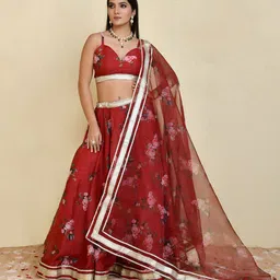 Bannhi Printed Ready to Wear Lehenga & Blouse With Dupatta-image-3