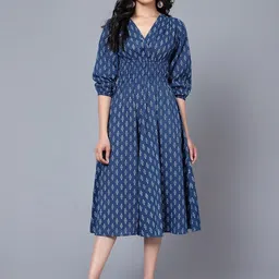 Femvy Floral Print Applique Crepe Fit & Flare Maxi Dress-picture-1