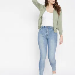 Zigo Women Woollen V-Neck Long Sleeves Front-Open Sweater-image-28