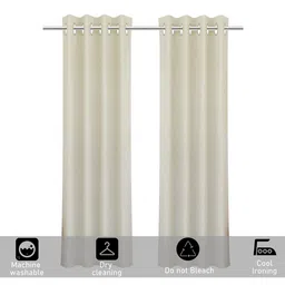 Kuber Industries Cream 2 Pieces Self Design Cotton Window Curtains image 2
