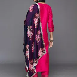 KSUT Women Yoke Design Regular Sequinned Kurta with Trousers & With Dupatta image 4