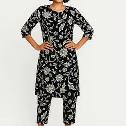 GAB Women Floral Printed Cotton Kurta with Trousers-58