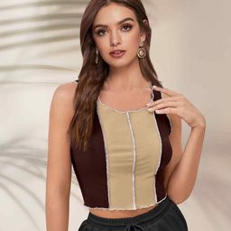 DressBerry Women Colourblocked Striped Tank Crop Top-image-44