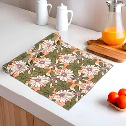 Myntra Elegant Homes Orange Colored & Green Floral Printed Shelf Liner Organiser-30