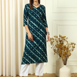 THE FAB FACTORY Women Floral Printed V-Neck Straight Kurta-image-38