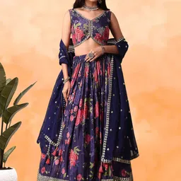 DIVASTRI Embroidered Sequinned Semi-Stitched Lehenga & Unstitched Blouse With Dupatta-picture-27