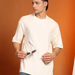 Enciger Men Solid Oversized Cotton T-shirt-image-8