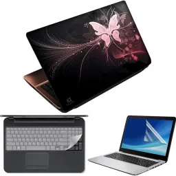 FineArts Butterfly With Heart 3 in 1 Laptop Skin Pack With Screen Guard & Key Protector Combo Set-picture-10
