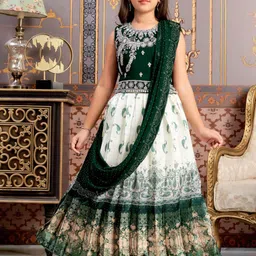 Sangria Girls Embroidered Lehenga With Choli & Dupatta-image-44