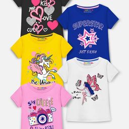 YK X Trampoline Girls Graphic Printed Round Neck Cotton T-shirts-image-46