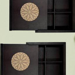 Angira Handicrafts Set of 2 Multipurpose 4 Section Wooden Box-image-15