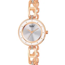Ajanta Quartz Women Brass Patterned Dial & Bracelet Style Analogue Watch AWC120ESL -02-8