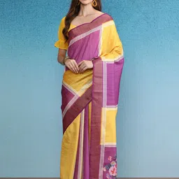 DIVASTRI Colourblocked Zari Tissue Bagru Saree-image-16