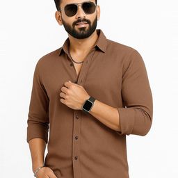 KHUSHI CREATION Textured Original Spread Collar Slim Fit Casual Shirt-image-92