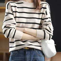 StyleCast Women Striped Crew Neck Pullover Sweaters-picture-21
