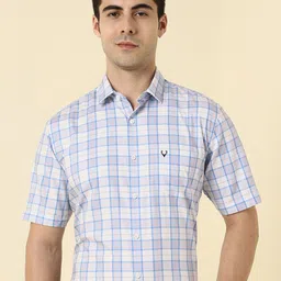 Allen Solly Tartan Checked Spread Collar Cotton Slim Fit Formal Shirt-image-94