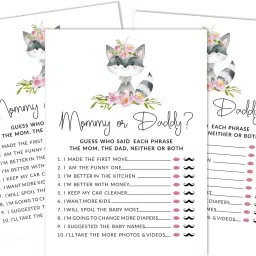 Who Said it Game Mommy Or Daddy 50 Sheet Baby Shower Neutral Party Supply Invitation Card-image-91