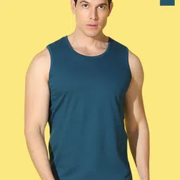 WOOSTRO Pack Of 2 Printed Combed Cotton Gym Vests - VWS26(MORE PEACOCK)(PLAIN PEACOCK)-picture-12
