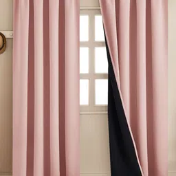 HOMEMONDE Pink 2 Pieces Black Out Door Curtains-8