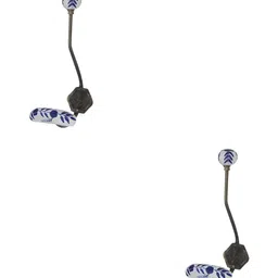 IndianShelf White & Blue 2 Pcs Floral Iron Wall Hooks-14