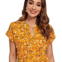 Sitanjali Floral Print Mandarin Collar Extended Sleeves Cotton Top-picture-14