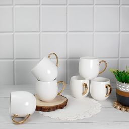 Vola Global LLP White Porcelain Matte Mugs Set of Cups and Mugs-45