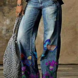 StyleCast Women Floral Printed Wide Leg Fit Light Fade Mid-Rise Jeans-image-56