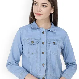 Moda Rapido Women Washed without Crop Denim Jacket with Patchwork-picture-23