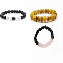 Divine souvenirs Unisex Set Of 3 Artificial Beaded Elasticated Bracelets-13