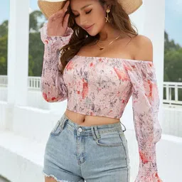Stylecast X Slyck 
Floral Printed Off-Shoulder Top-picture-20