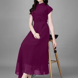 Jash Creation Bow Detail Georgette Maxi Dress-picture-44