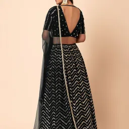 DIVASTRI Embellished Sequinned Semi-Stitched Lehenga & Unstitched Blouse With Dupatta image 3