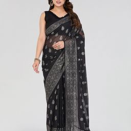 Pandadi Saree Paisley Poly Georgette Sarees-image-8