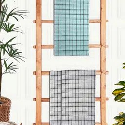 Aura Green & Grey 3 Pieces Printed Cotton 210 GSM Bath Towel-24